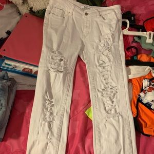 White ripped jeans
